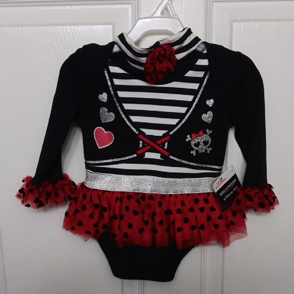 Black and Red Long Sleeve Baby Bodysuit